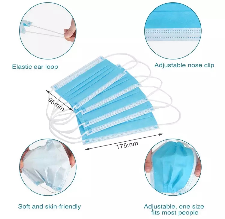 25Face mask Non woven 3 layer dust mask disposable protective medical N95 respirator mask