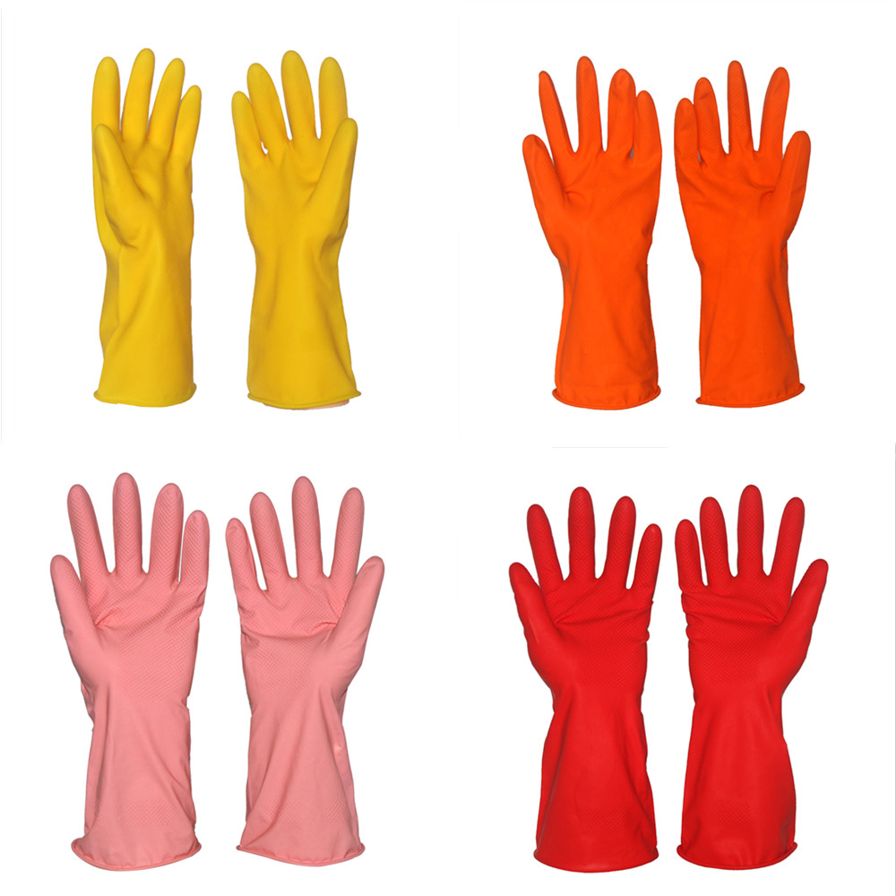 Dipped Flocklined Yellow Household Latex Gloves