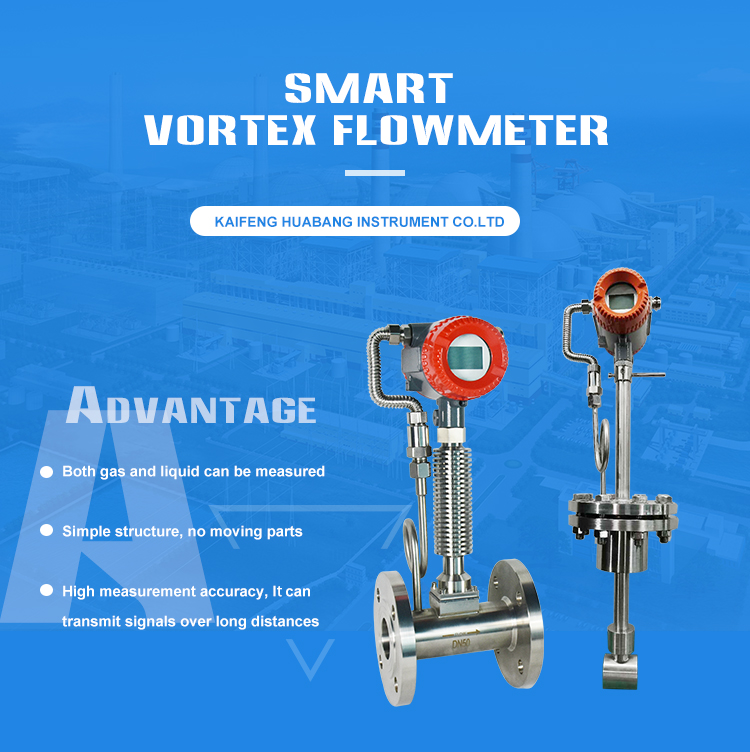 digital in line water steam hydrogen biogas compressed air gas vortex industrial stainless steel flowmeter