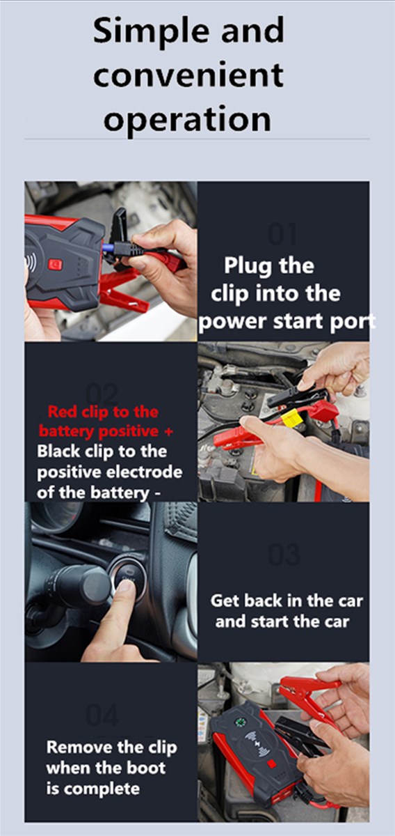 Car battery emergency start power jump starter multifunctional wireless charger