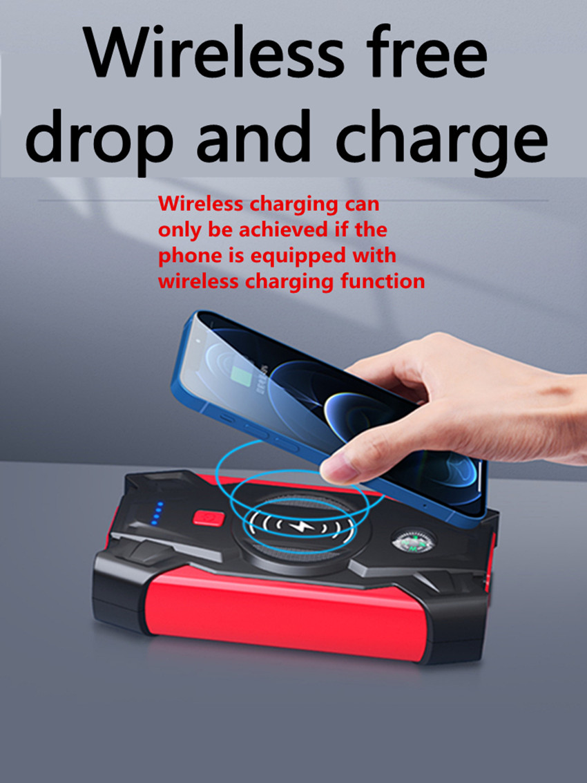 Car battery emergency start power jump starter multifunctional wireless charger