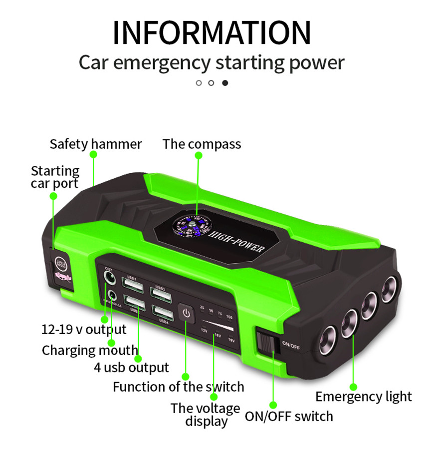 Car battery emergency start power portable jump starter multifunction
