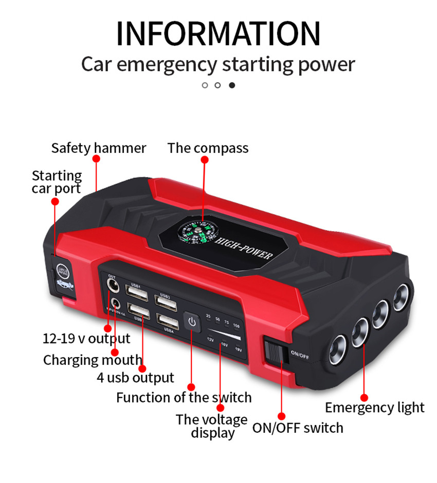 Car battery emergency start power jump starter multifunction