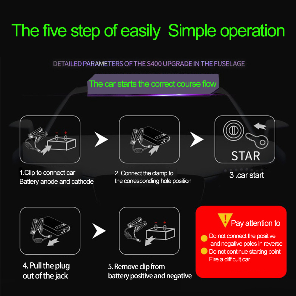 Car emergency start power portable battery jump starter multifunction