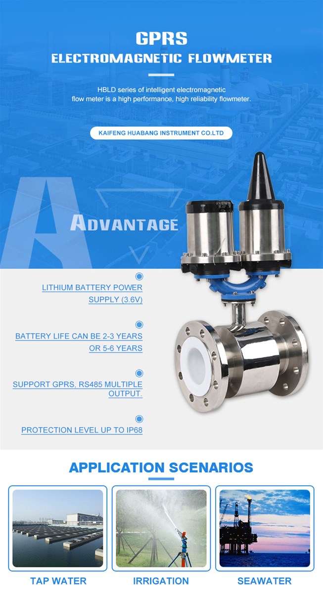 GSM batterypowered flange connection with GPRS electromagnetic flowmeter