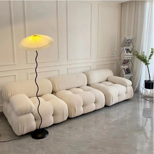 Minimalist Cloth Art Copy Classic Module Sofa Living Room Free Combination Square Lamb Sofa Set Living Room Furnit