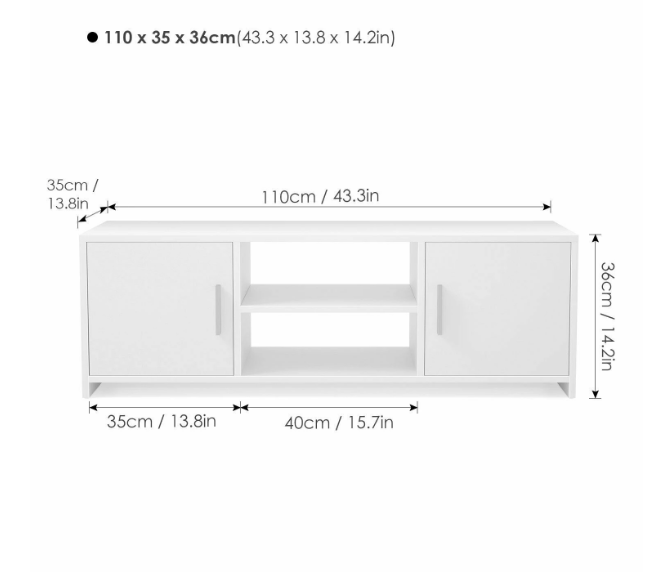 White Double Door TV Cabinet Television Stands Furniture Table Coffee Table Cabinet Storage Organizer TV Unit Bracket