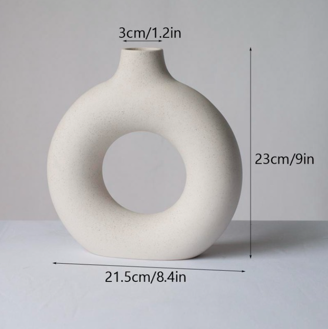 Nordic Circular Hollow Ceramic Vase Flower Pot Home Decoration Accessories Office Living Room Interior Decoration