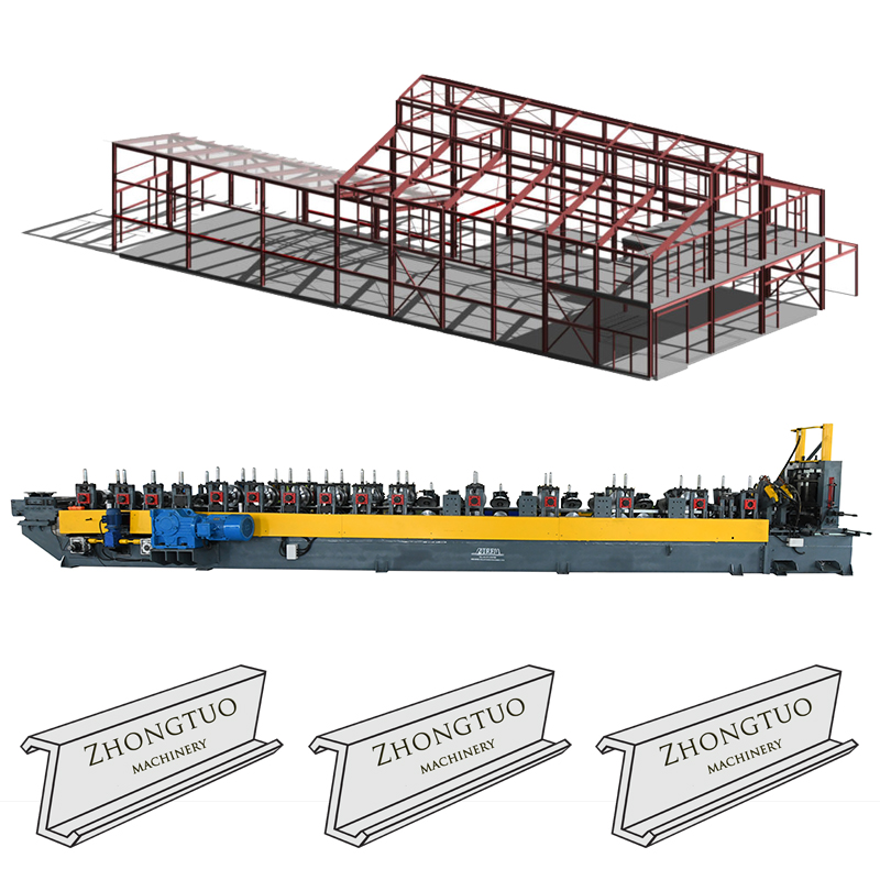 Steel frame C Z Purlin Roll Forming Machine full automatic changeable for US area Top manufacturer