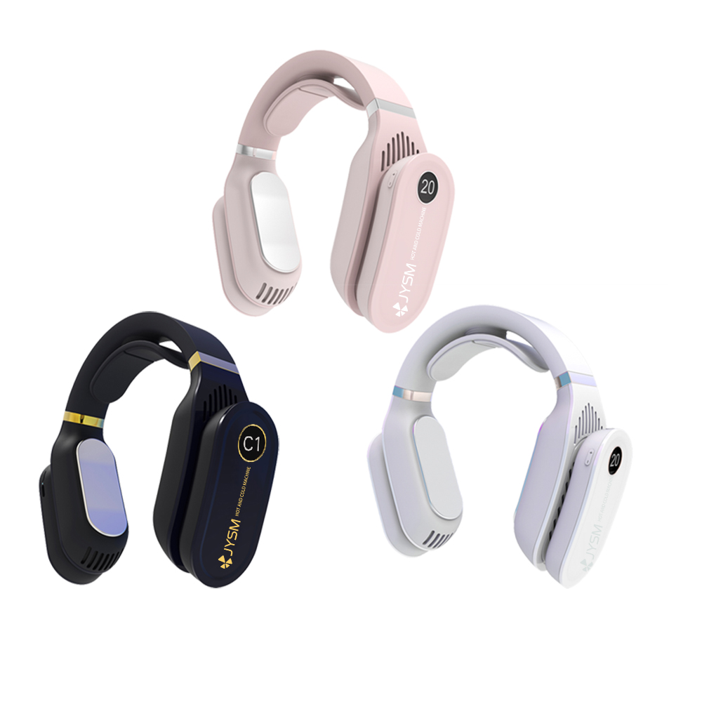 Factory price USB rechargeable portable heater and colder mini neck fan for cooler and warmer neckhanging mutifuntion
