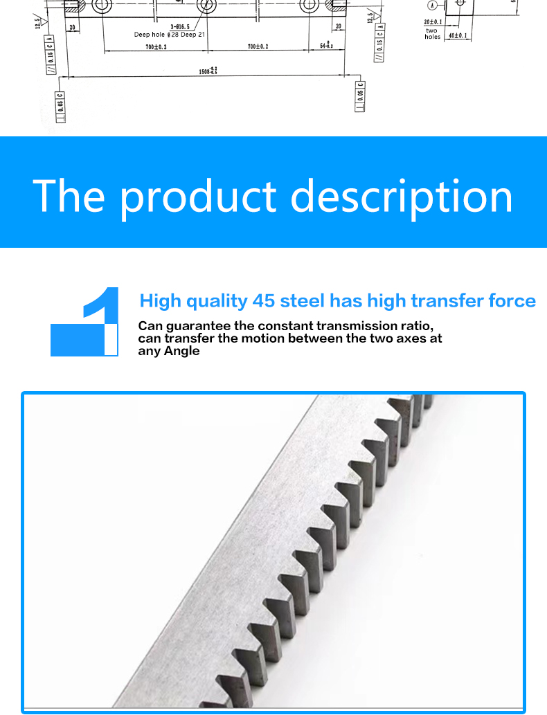 High precision custom gear rack straight rack Small module 60C steel numerical control machine tool