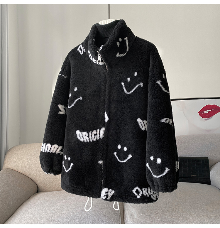 Factory Wholesale 100 Wool Sheep Shearing Casual Printing Apparel Fur Fleece Coat