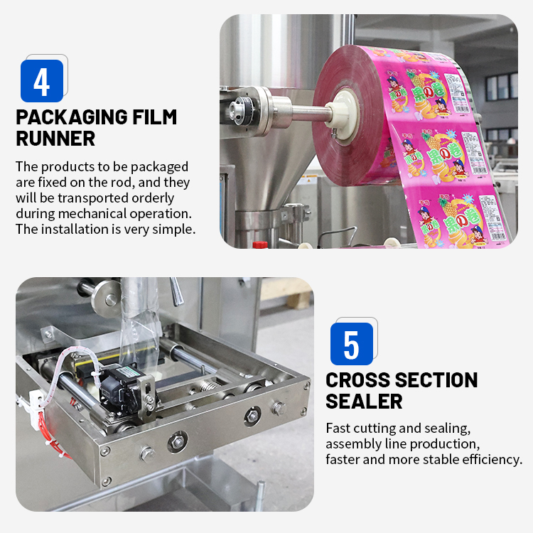 Vffs Automatic Granule Snacks Candy Salt Sugar Sachet Packing Packaging Machine