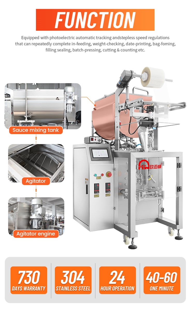 Vffs Automatic Vertical Form Ketchup Paste Liquid Sealing Filling Packaging Packing Machine