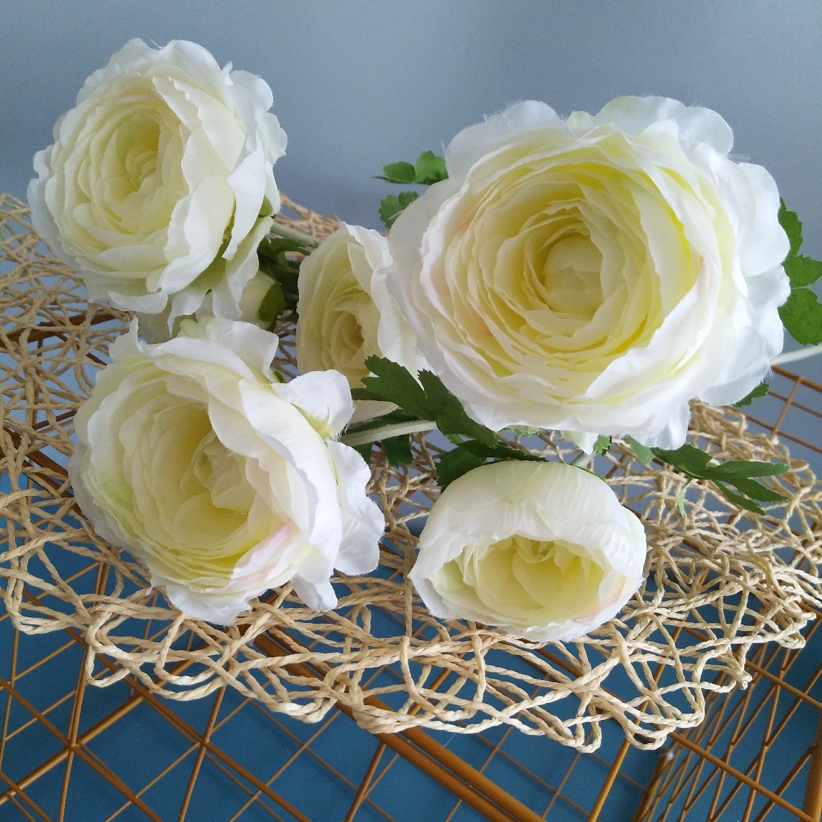 Artificial White Ranunculus Spray