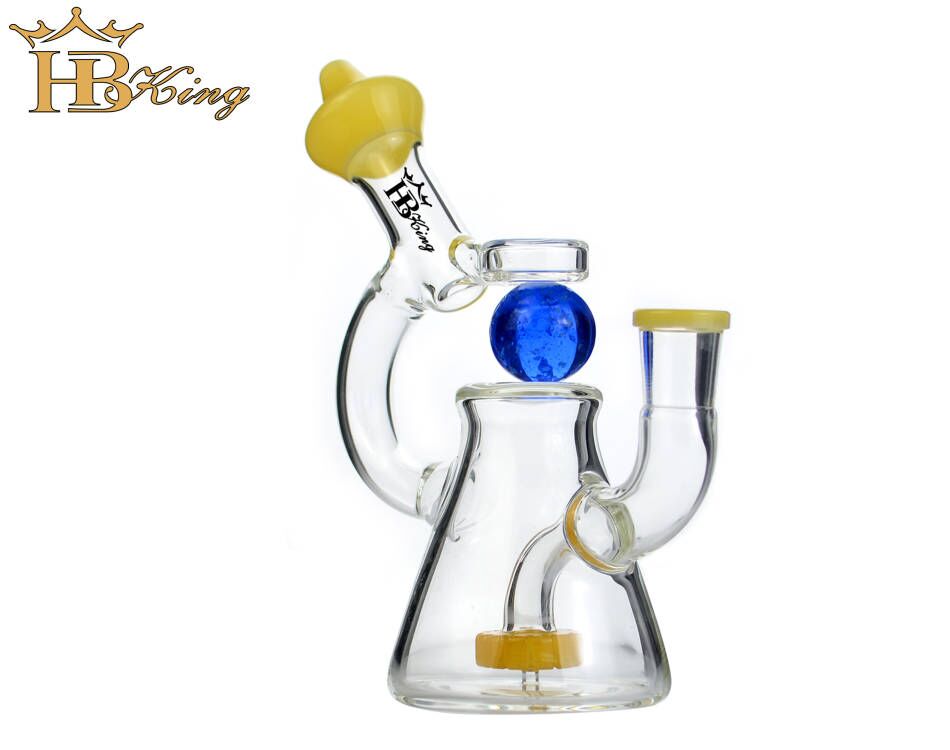 KR175 6 inch microscope bongs with glow in the dark spin ball