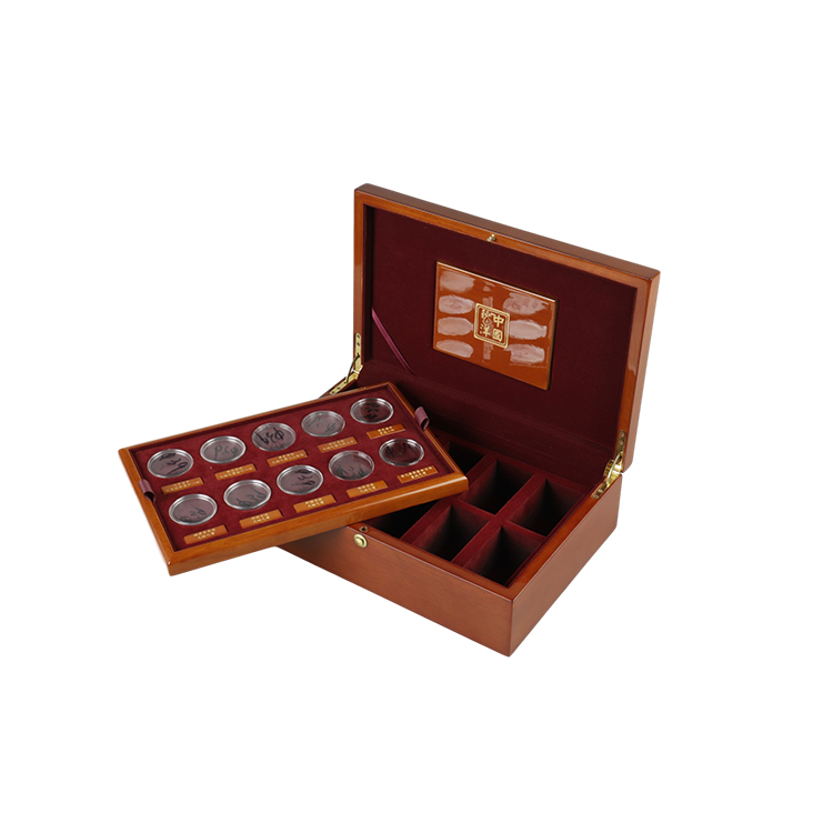 DS High Quality Solid Wood Single Coin Display Wooden Box Mental Collection Display Box Solid Walnut Decorative Coin Sto