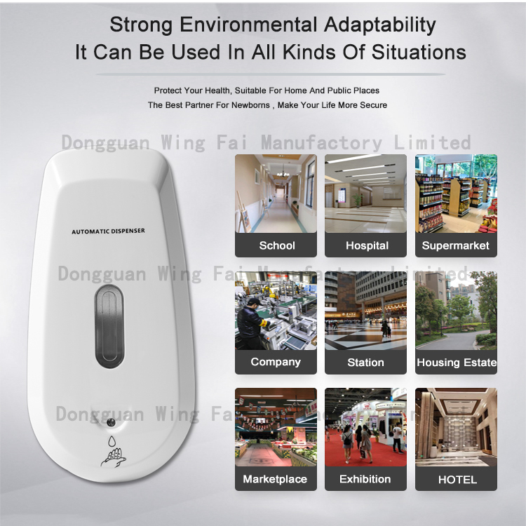 Commercial Refillable 500ml Plastic Automatic Wallmount Sanitizer Liquid Spray Soap Dispenser