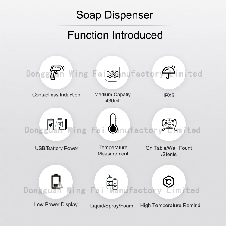 430ml Wall Mounted Automatic Plastic Foaming Acohol Gel Spray Soap Dispenser Touchless for Public Places