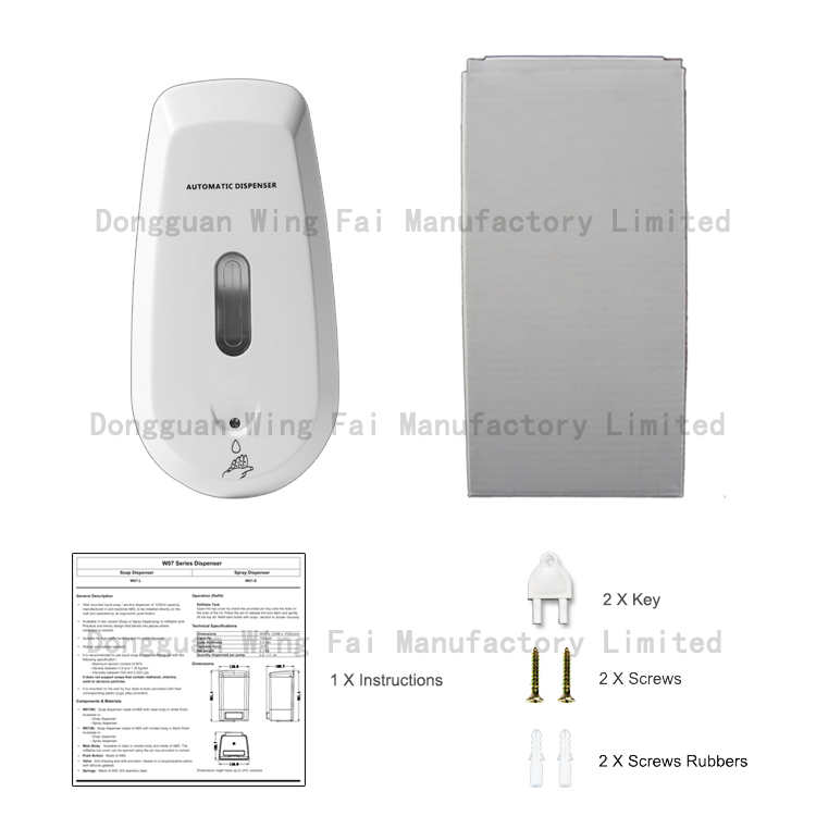 Commercial Refillable 500ml Plastic Automatic Wallmount Sanitizer Liquid Spray Soap Dispenser