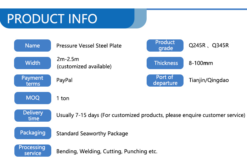 Pressure Vessel Steel Plate Q245R Q345R Boiler Plate Support Customized Processing