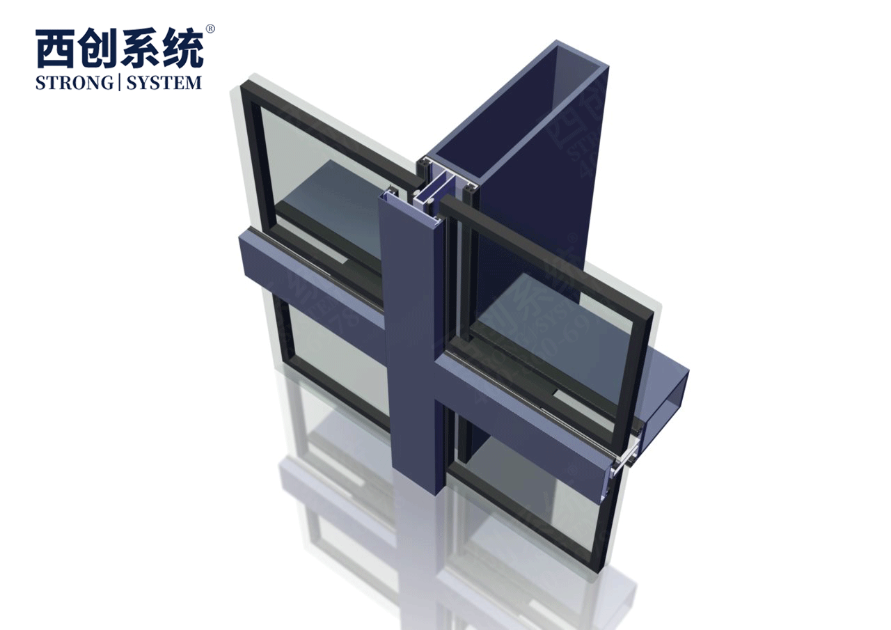 architectural steel profiles for curtain walls Steel system fireproof glass curtain wall