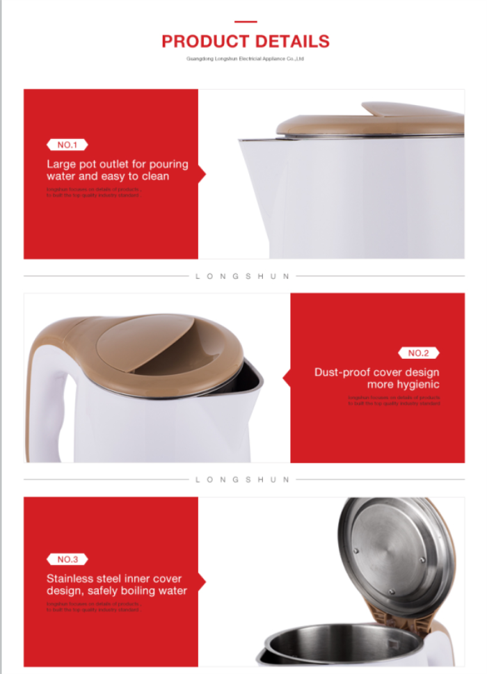 2022 hot sale home electronics appliances water boiling Double Layers Antiscald Electric Kettle