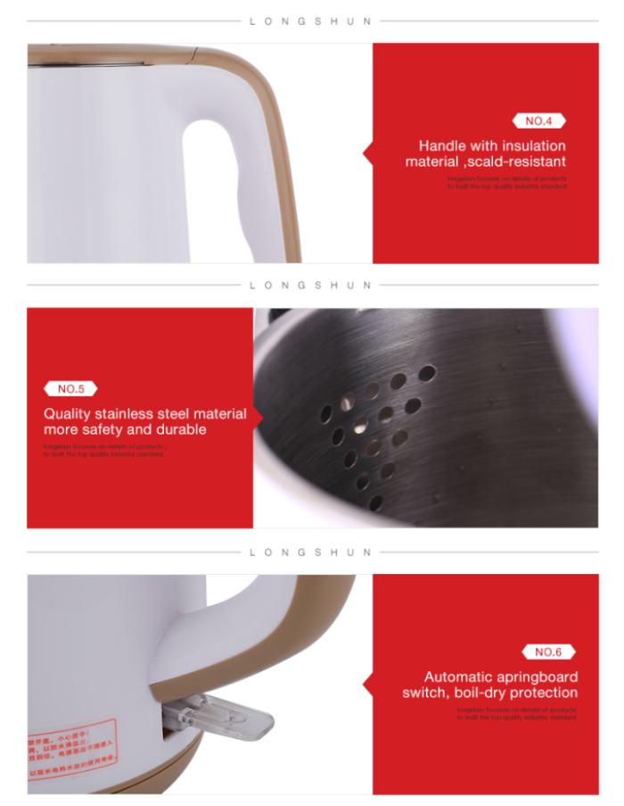 2022 hot sale home electronics appliances water boiling Double Layers Antiscald Electric Kettle