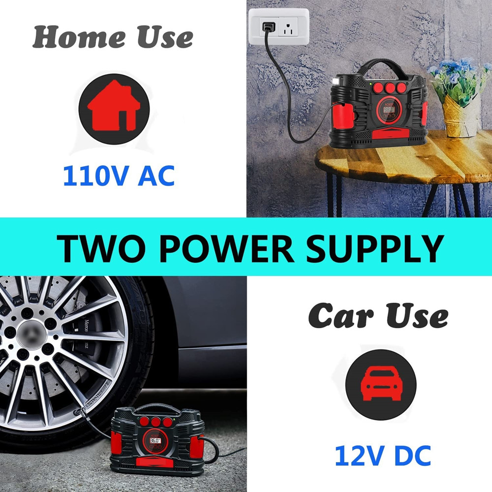 AC 230v 110v DC 12v tire inflators air compressor pump