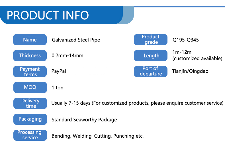 Q195Q345 Galvanized Steel Pipe