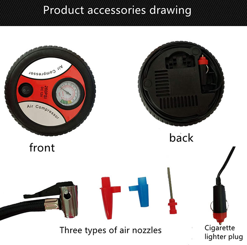Car Tire Inflator Pump DC 12V 260PSI Mini Air Compressor