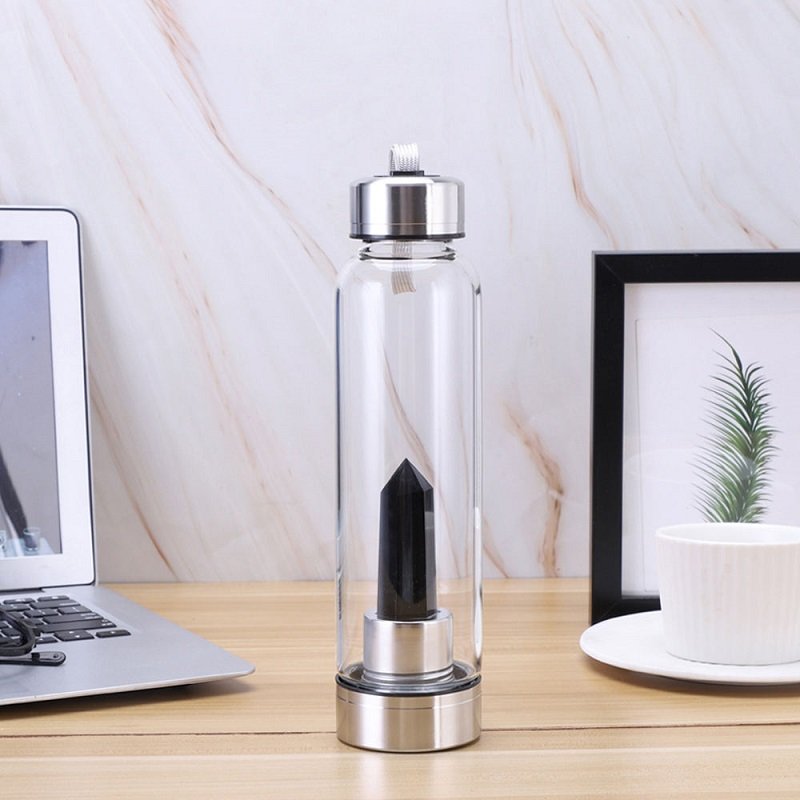 19oz EcoFriendly Crystal Infused Glass Water Bottle With Lid
