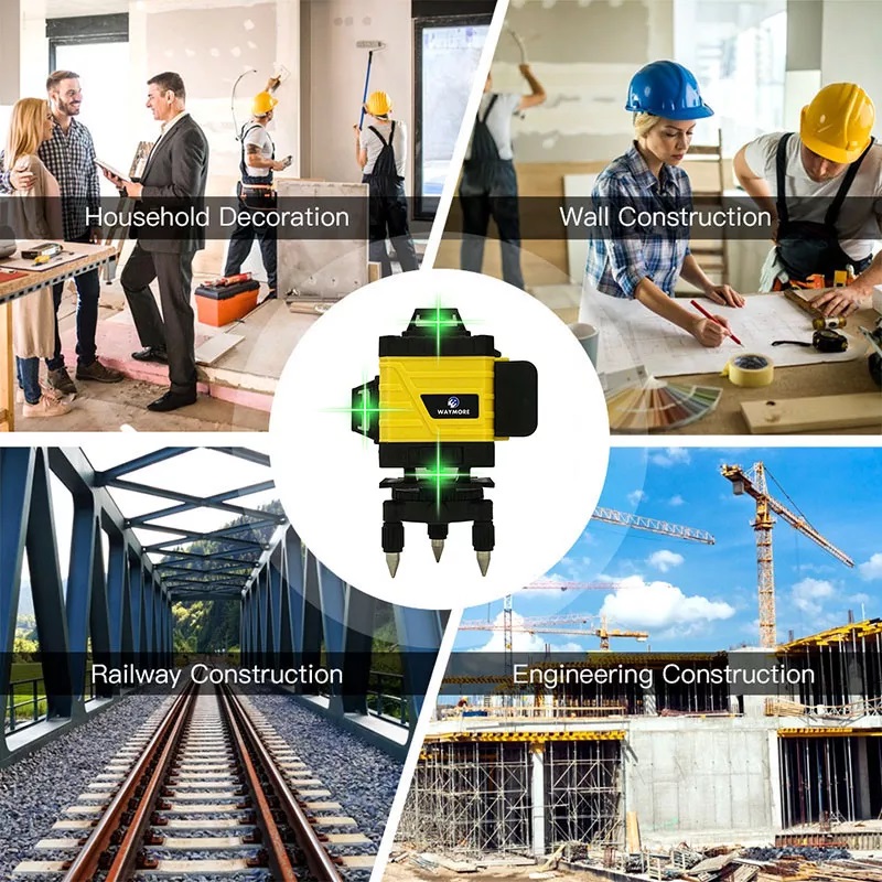 4D Green Beam Rotary SelfLeveling 360 Degree HorizontalVertical 16 Lines Laser Level