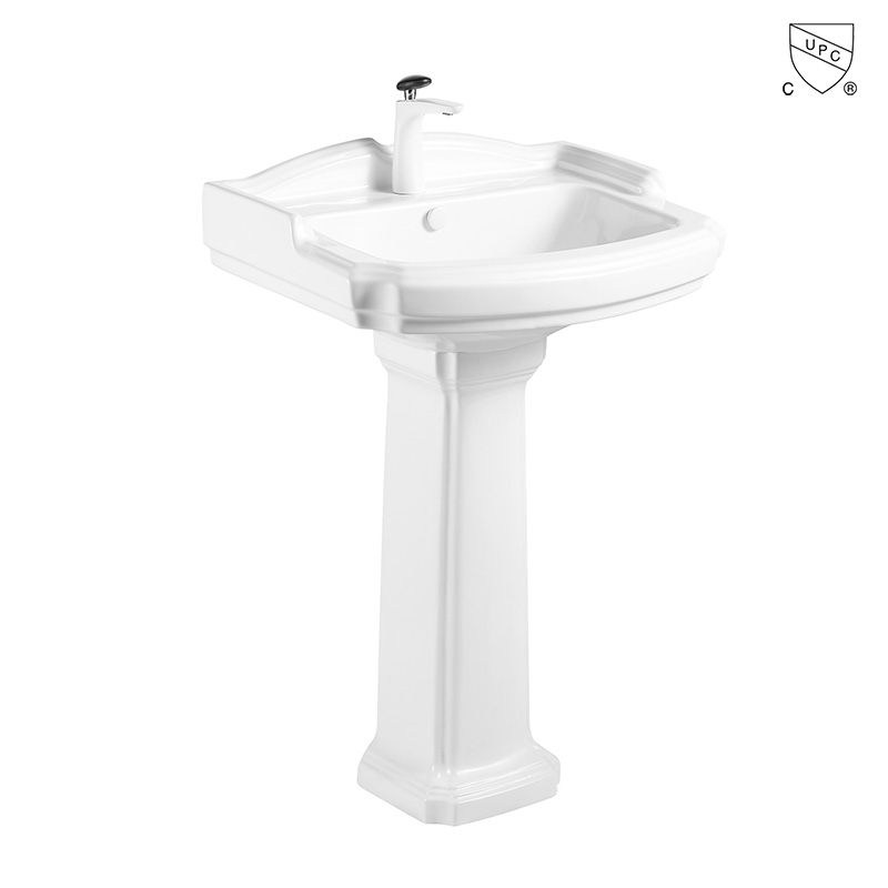 Traditional design white bathroom vitreous china ceramic pedestal sink