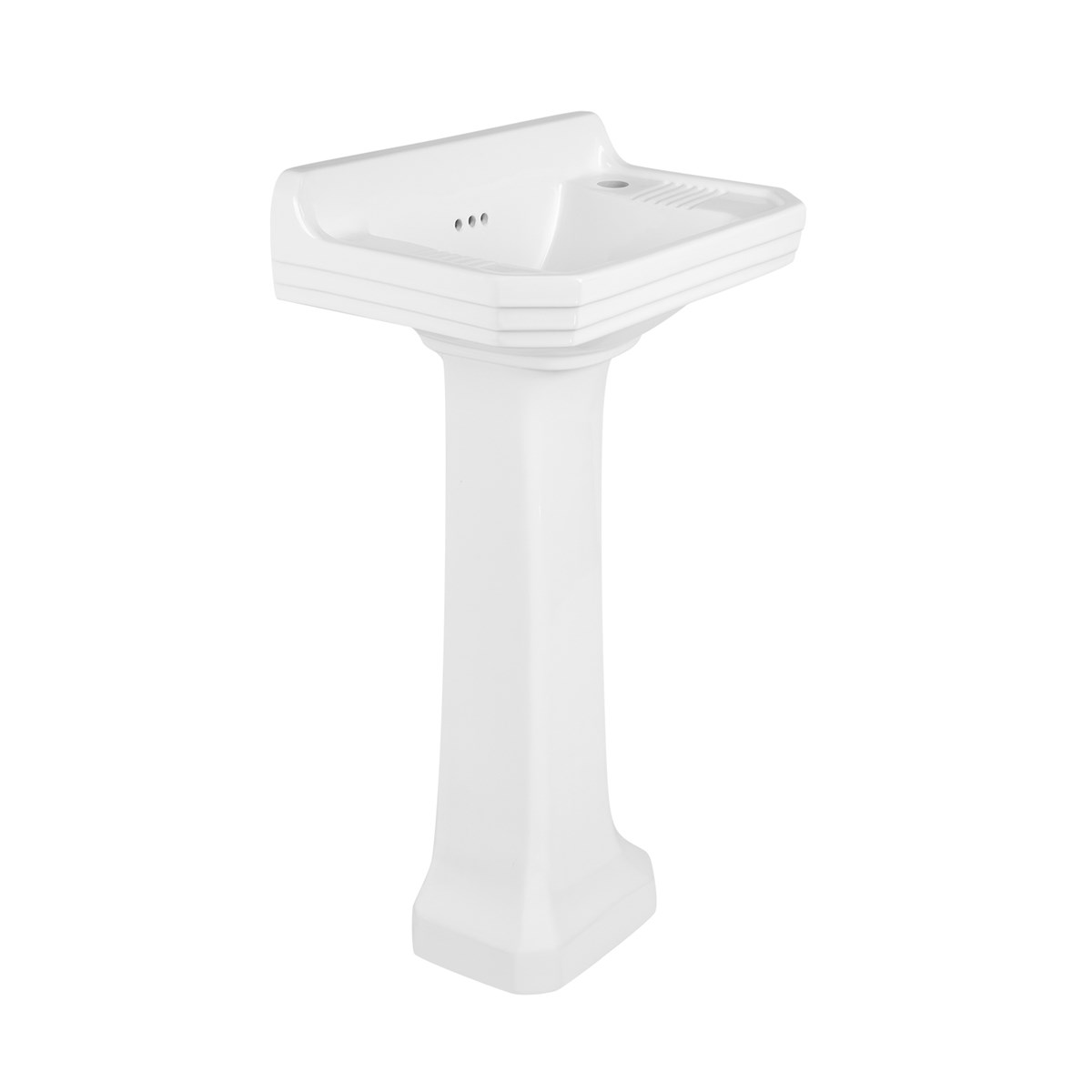 Rectangle Edwardian cloakroom basin Victorian style compact design small bathroom ceramic pedestal sink