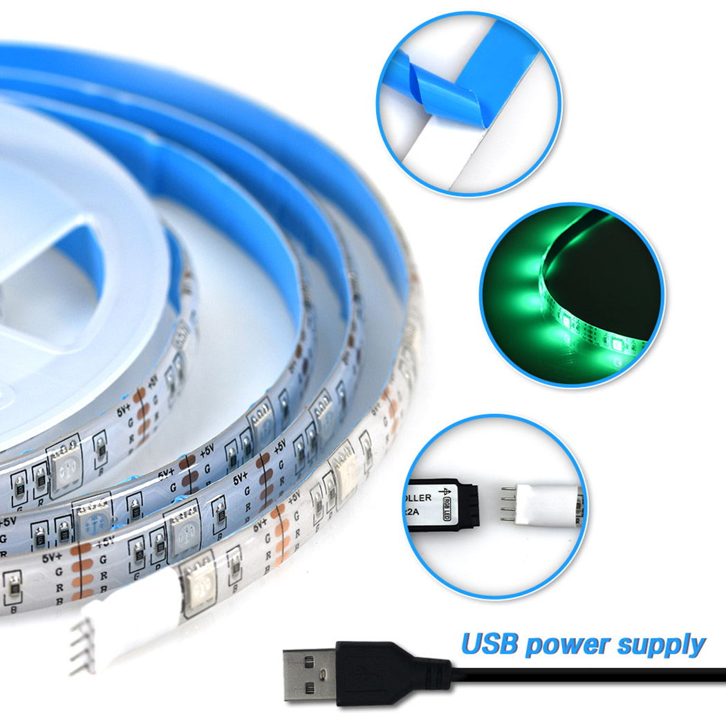 Decoration 2M Flexible Lamp 5v Flex Rgb Led Strip Light Smd5050 IP65 Waterproof Full Kit USB RGB LED Strip Light