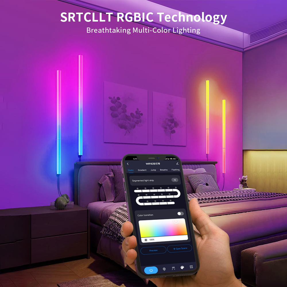 Glide RGBWIC LED Wall Light Magnetic Music Sync TV Light Bar Smart APP Remote Control Home Decor LED Wall Lights fo