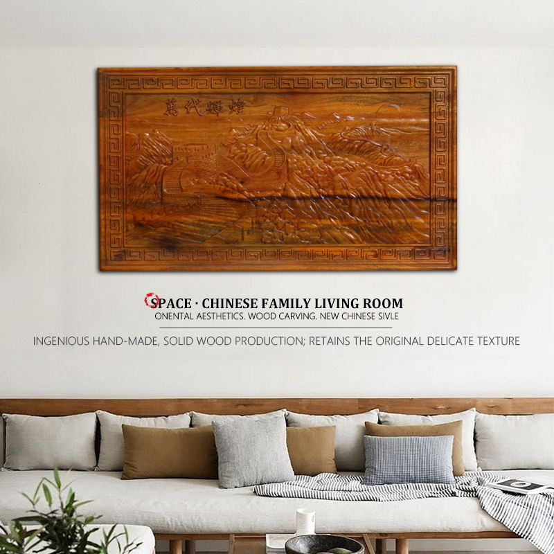 Customizable Camphor wood carving hanging plaque Creative home Chinese solid wood plaque hanging wall decoration
