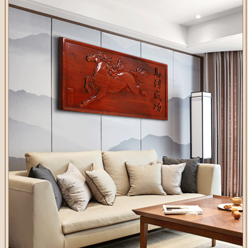 Customizable Camphor wood carving hanging plaque Creative home Chinese solid wood plaque hanging wall decoration