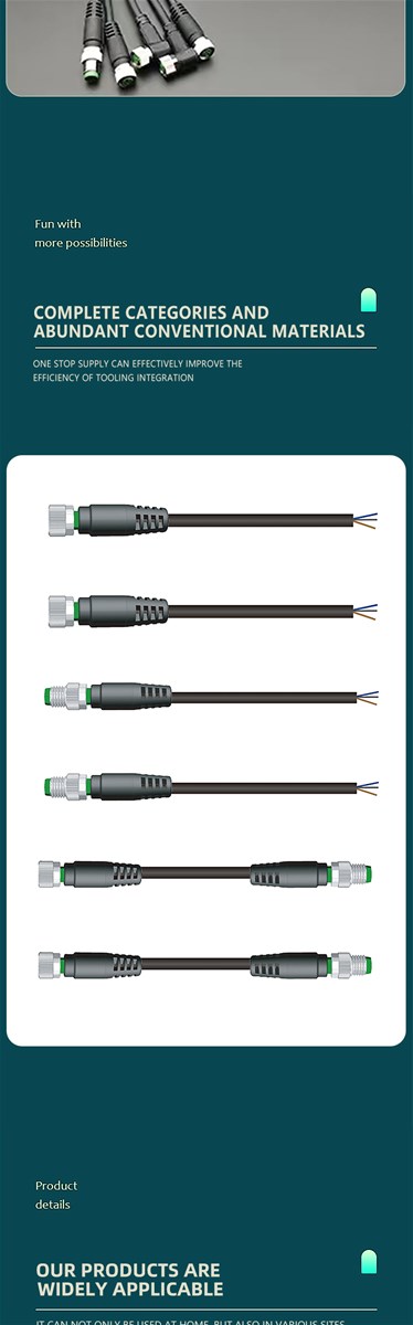 M8 series precast wire harness is used for data transmission and IO signal transmission of tooling site and equipment