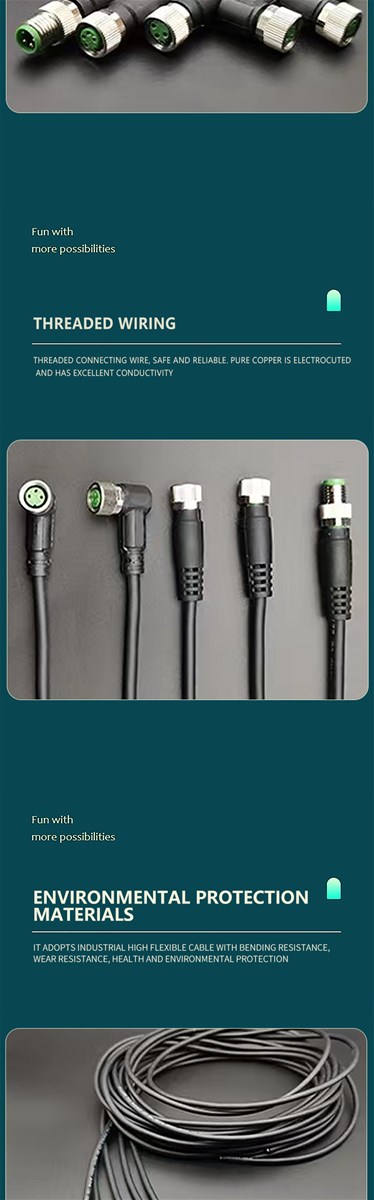 M8 series precast wire harness is used for data transmission and IO signal transmission of tooling site and equipment