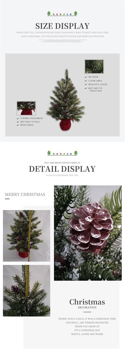 Mini Christmas Tree Plastic Pine Cone Snow Drift Bright Pink Red Linen Hemp Rope Cement Foam Base Encrypted Green Tree O