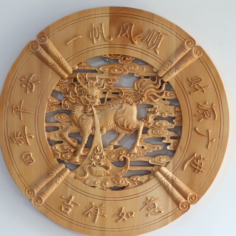 Customizable new Chinesestyle camphor wood handcarved wall hanging screen Chinesestyle decorative painting porch livi