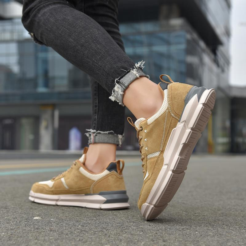 Mens style fashion with leather casual shoes nonslip wear support mailbox contact