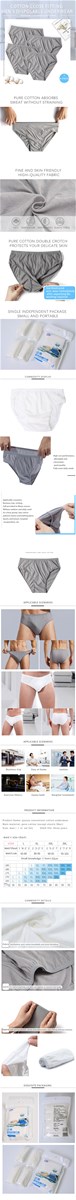 4 Packs of Disposable Cotton Mens Briefs Grey White Breathable 60 Bag