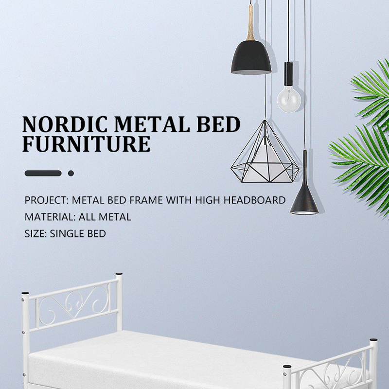 Cheap Nordic Metal Bed Furniture for HotelBedroomApartmentLoft Wrought Iron Metal Bed