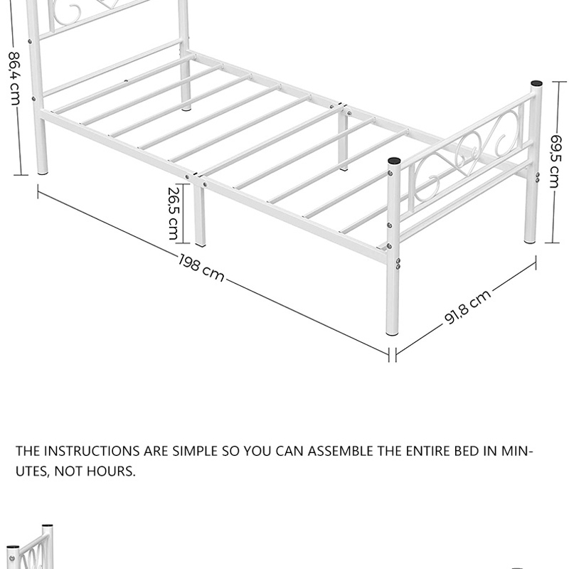 Cheap Nordic Metal Bed Furniture for HotelBedroomApartmentLoft Wrought Iron Metal Bed