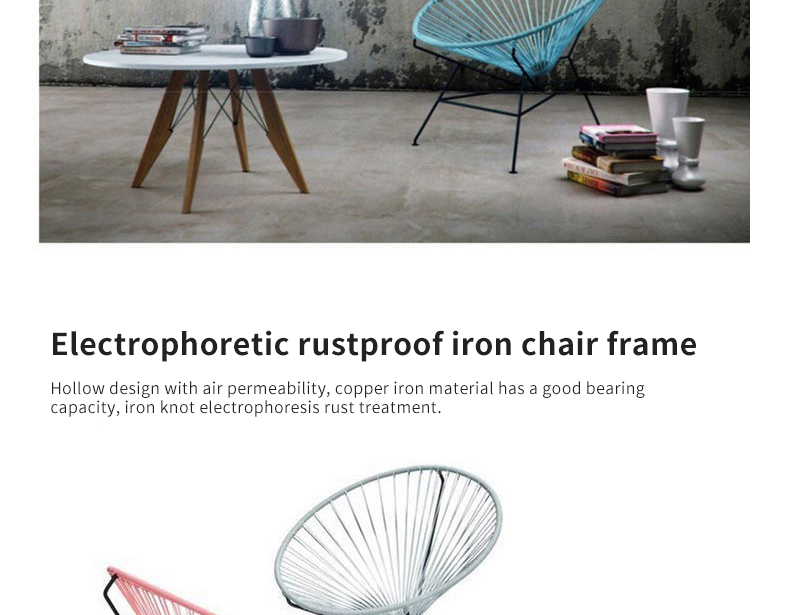 Outdoor single rattan chair outdoor balcony homestay simple wrought iron chair ins creative coffee table remark color