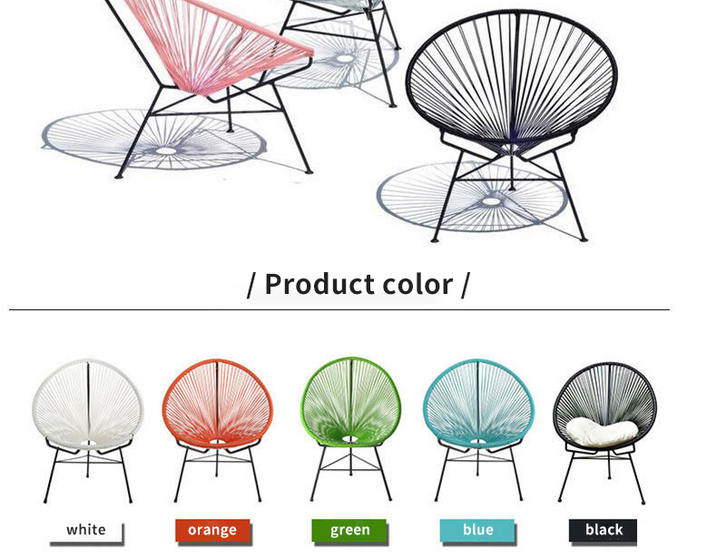 Outdoor single rattan chair outdoor balcony homestay simple wrought iron chair ins creative coffee table remark color