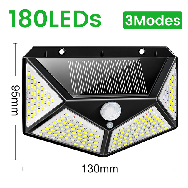 180 Solar LED Light Outdoor Solar Lamp with Motion Sensor Light LED Spotlight Waterproof Sunlight Street Lamp for Garden